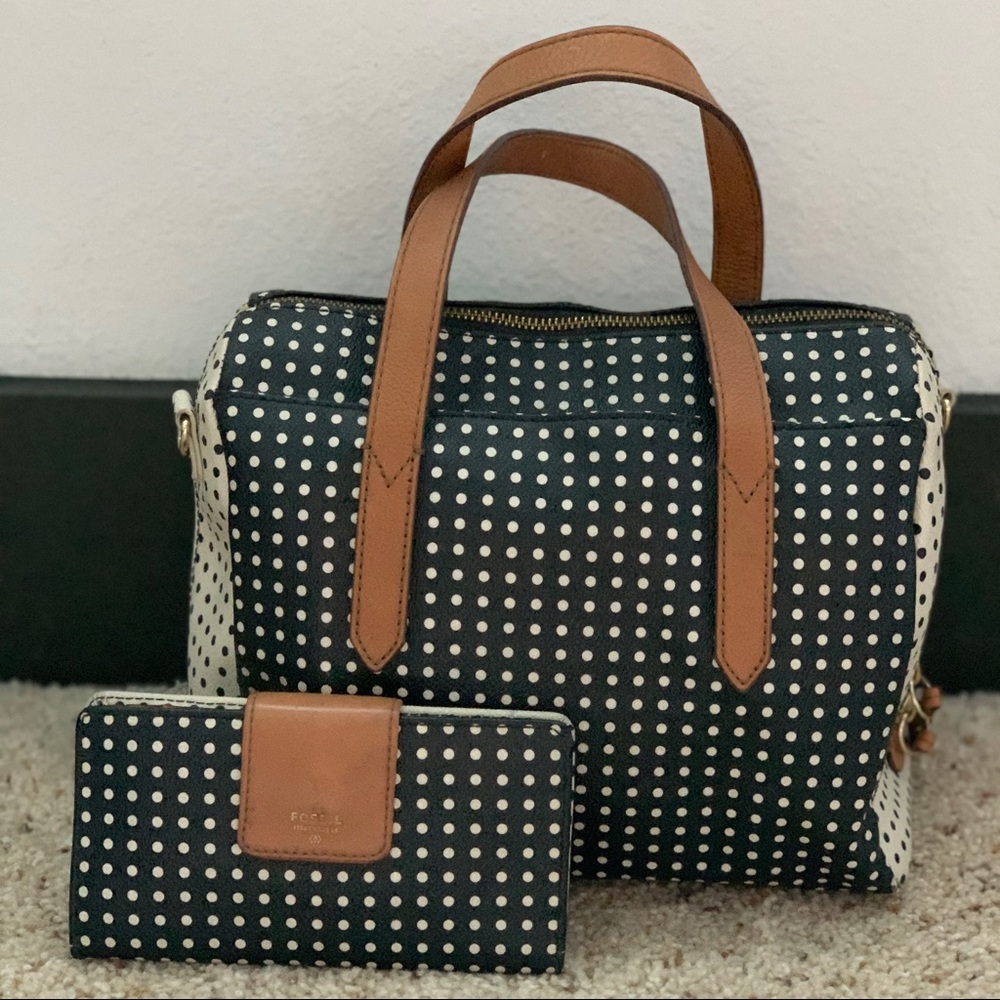 Fossil satchel with matching wallet